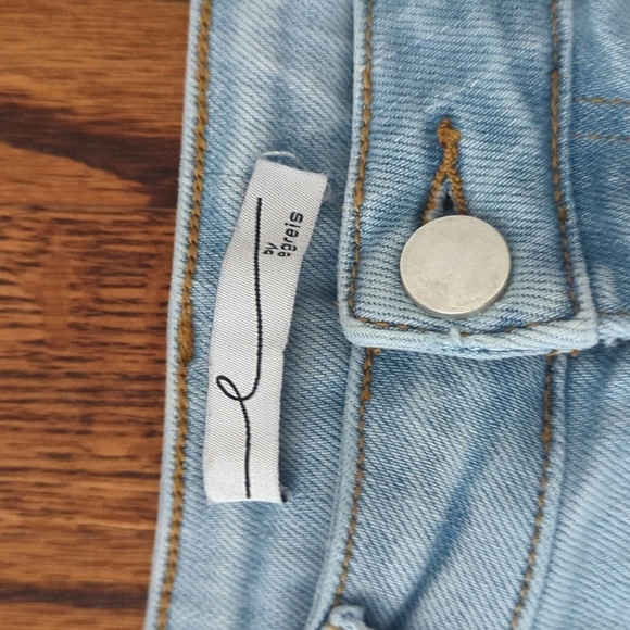 Egreis Rare Slimming Jeans Light Blue Denim Panel High Waist Ankle Slit W25 L32 - Picture 8 of 10